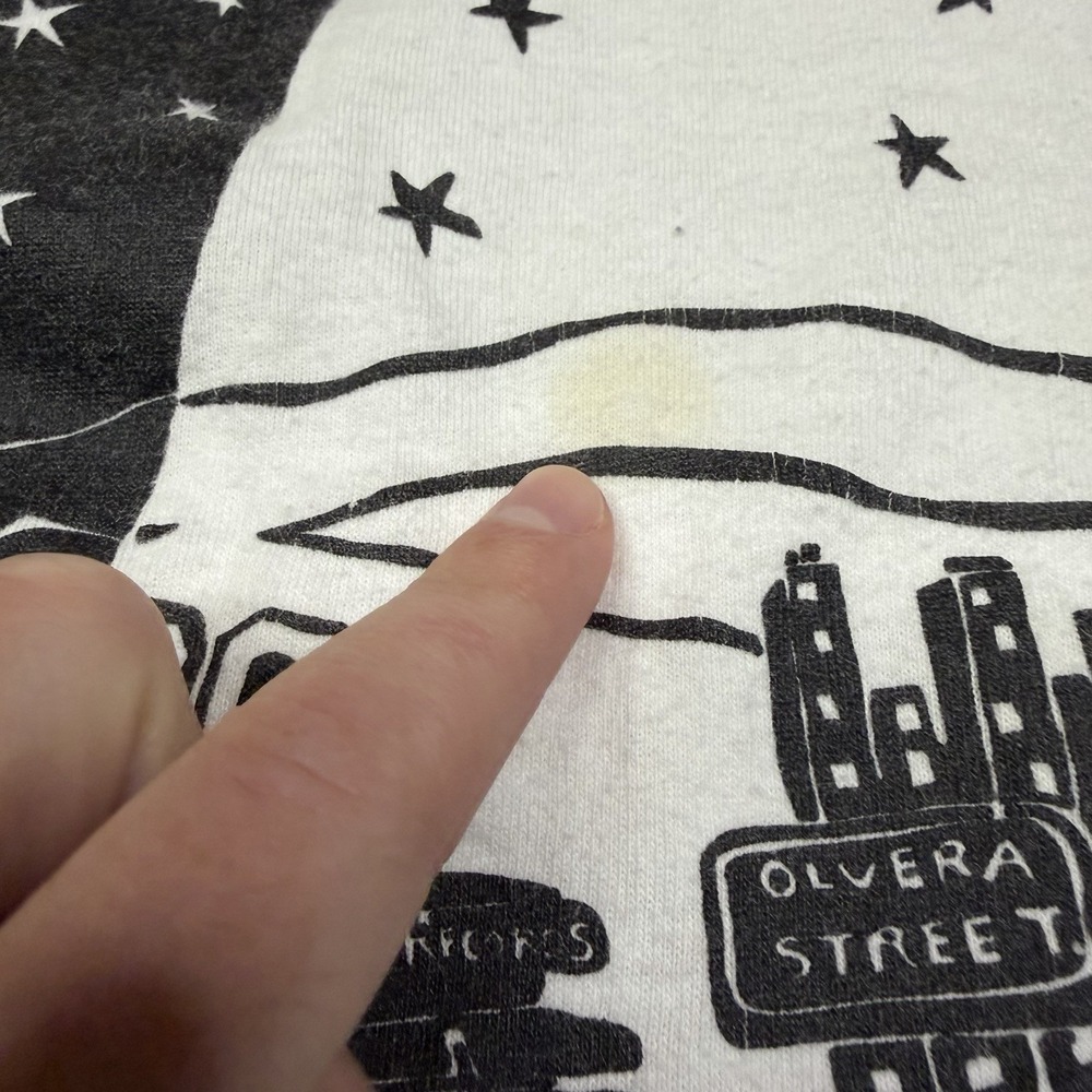 Vintage 90s Los Angeles LA Hollywood Map AOP Shirt L White Delta USA - Picture 5 of 6